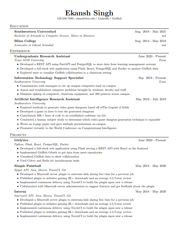 Ekansh Singh Resume Analysis